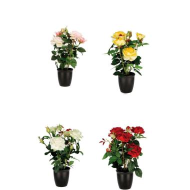 Vaso rose finte con 5 fiori e 4 boccioli per decorazione 13 x h.44 cm