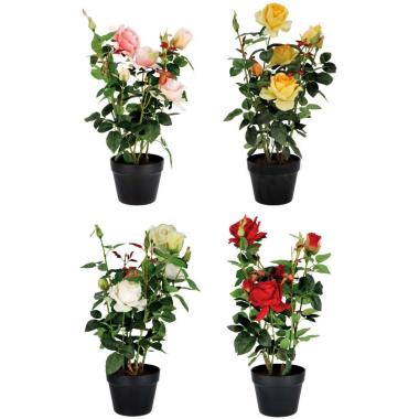 Vaso rose finte con 3 fiori e 5 boccioli per decorazione 18 x h.61 cm