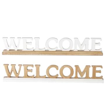 Decorazione in mdf con scritta Welcome 59,5x6xh.10cm