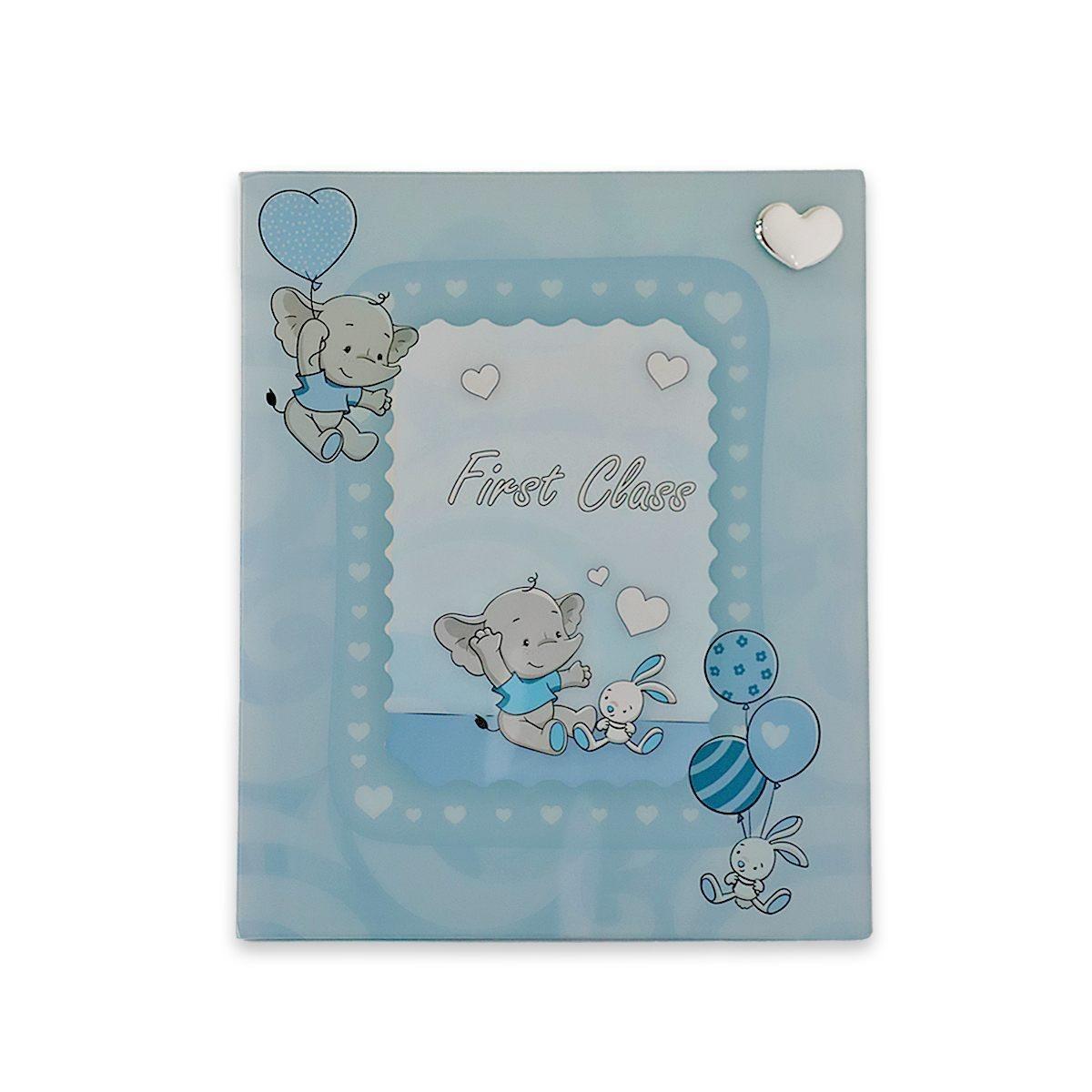 Portafoto 13x18 cm palloncino elefante e coniglio celeste