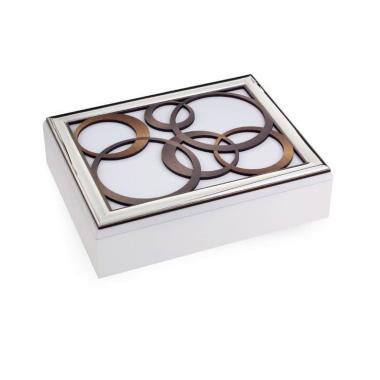 Portagioie anelli legno bronzo oro 23x18x5 cm