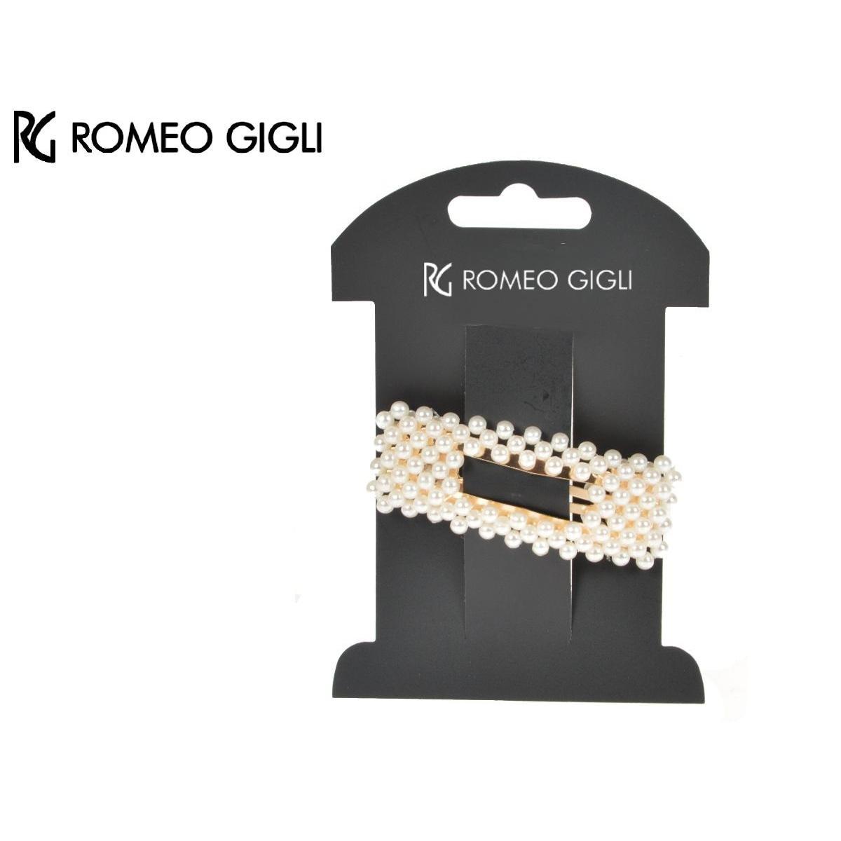 Fermaglio clic clac per capelli rettangolare con perline Romeo Gigli