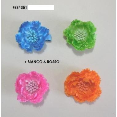 Becco per capelli in metallo con fiore colorato in poliestere senza nichel Lillà