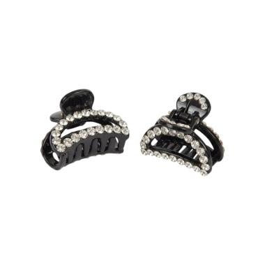 Pinza per capelli piccola nera con strass 2 pezzi Romeo Gigli