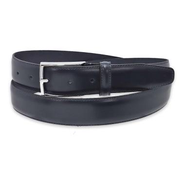 Cintura uomo in pelle box fibbia nickel lucido