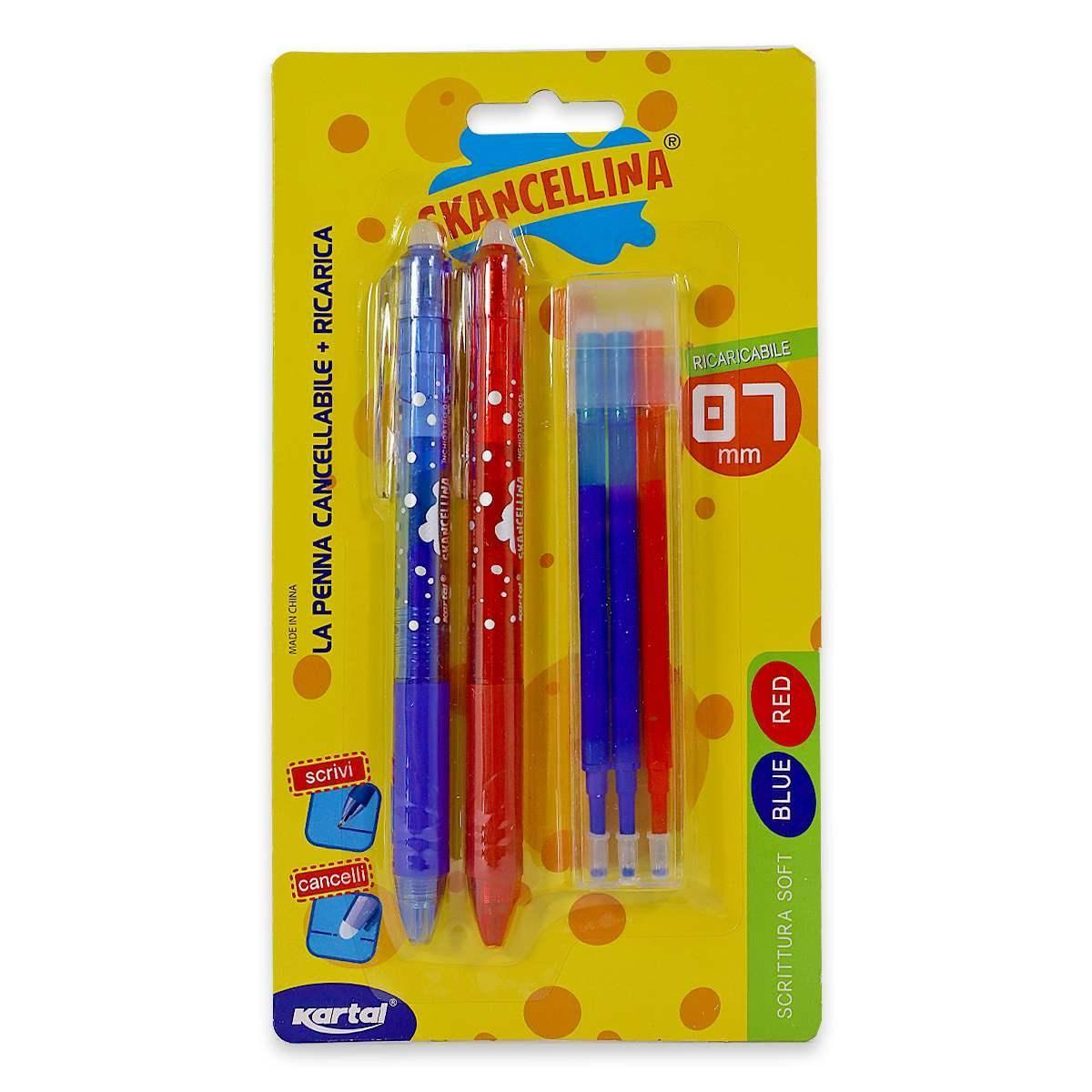 Kit 2 penne cancellabili + 3 refil colori assortiti
