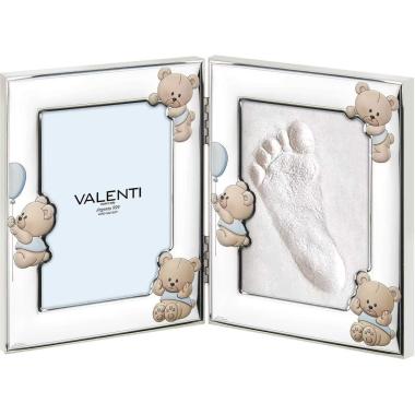 Portafoto pieghevole bimbo 9x13 cm orsetti multicolor impronte celeste Valenti