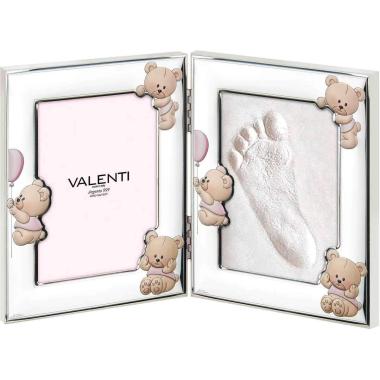 Portafoto pieghevole bimbo 9X13 cm orsetti multicolor impronte rosa Valenti