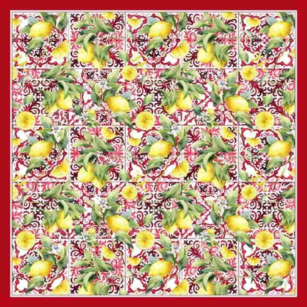 Foulard limoni e maioliche 90x90 cm