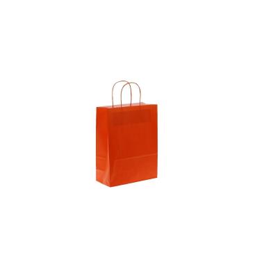 Shopper in carta colore arancione maniglia ritorta h.21,5 x l.14 x p.8,5 cm