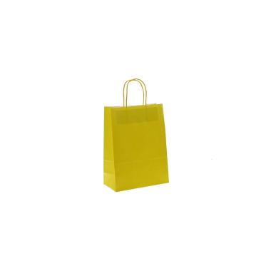 Shopper in carta colore giallo maniglia ritorta h.21,5 x l.14 x p.8,5 cm