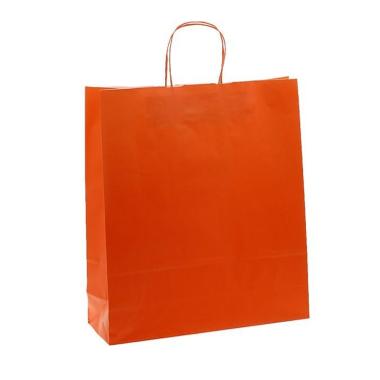 Shopper in carta colore arancione maniglia ritorta h.41 x l.36 x p.12 cm