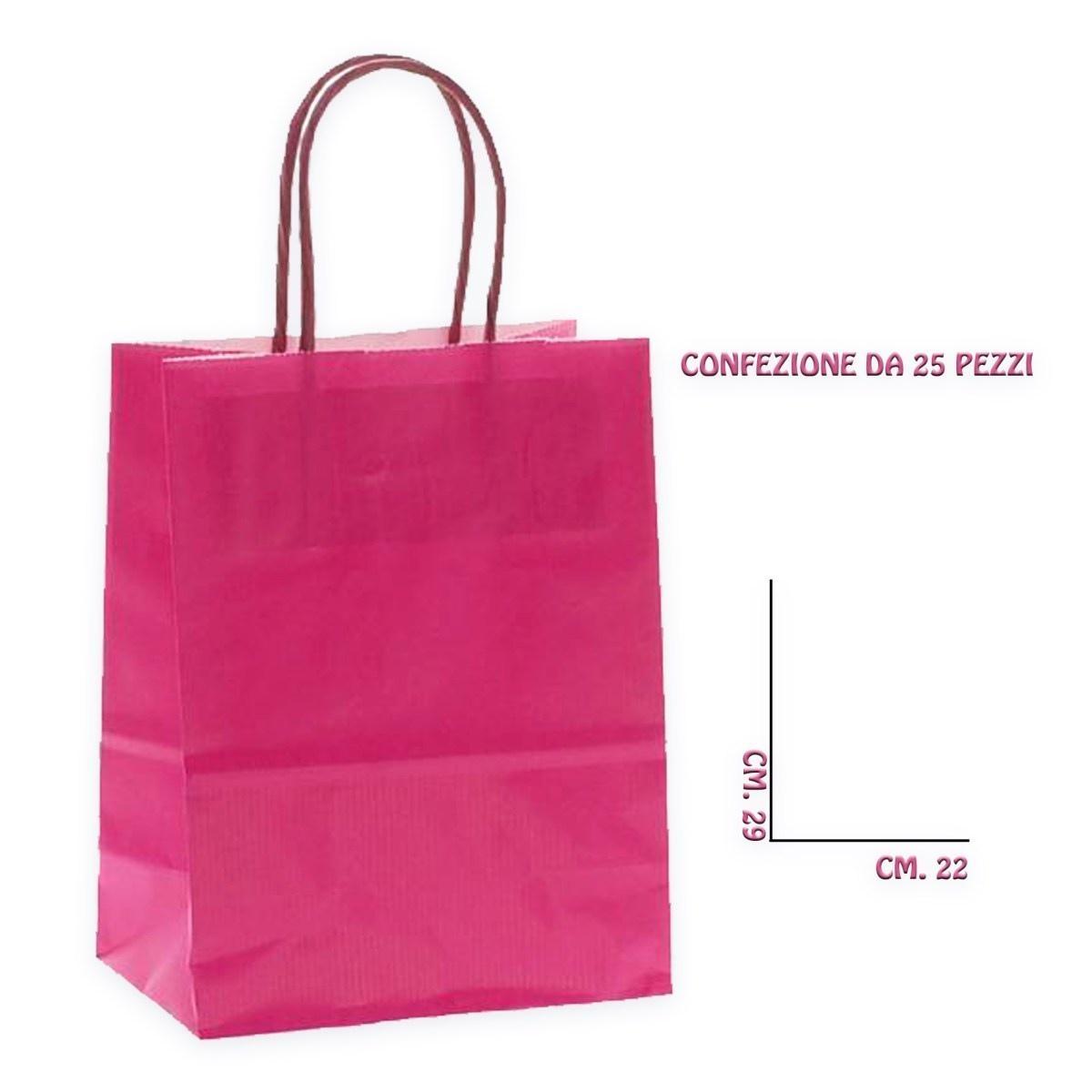 Shopper in carta colore fuxia h.29 x l.22 x p.10 cm