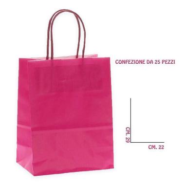 Shopper in carta colore fuxia h.29 x l.22 x p.10 cm