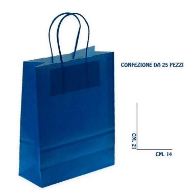 Shopper in carta colore blu elettrico h.21,5 x l.14 x p.8,5 cm