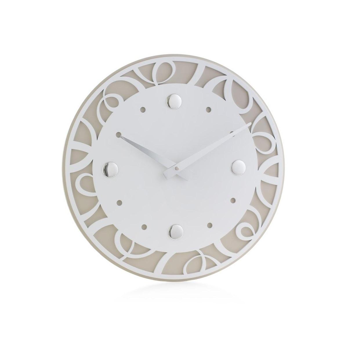 Orologio da parete traforato con cerchi d. 40cm bianco e tortora