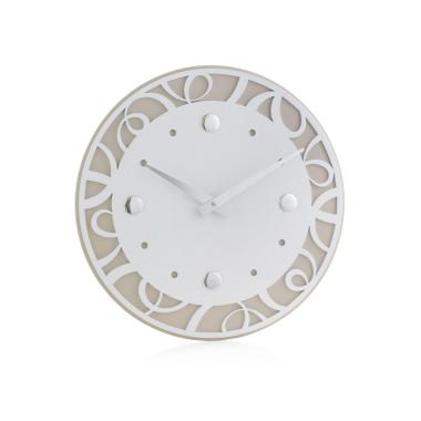 Orologio da parete traforato con cerchi d. 40cm bianco e tortora