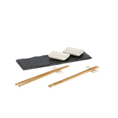 Servizio accessori sushi per 2 persone con vassoio in ardesia: vassoio 30 x 10 cm