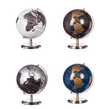 Mappamondo decorativo con supporto in metallo d.15x h.20 cm