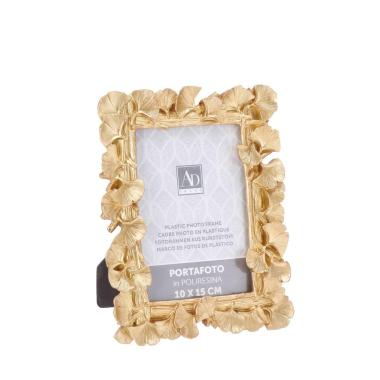 Portafoto in resina foglie ginko biloba oro 10x15 cm