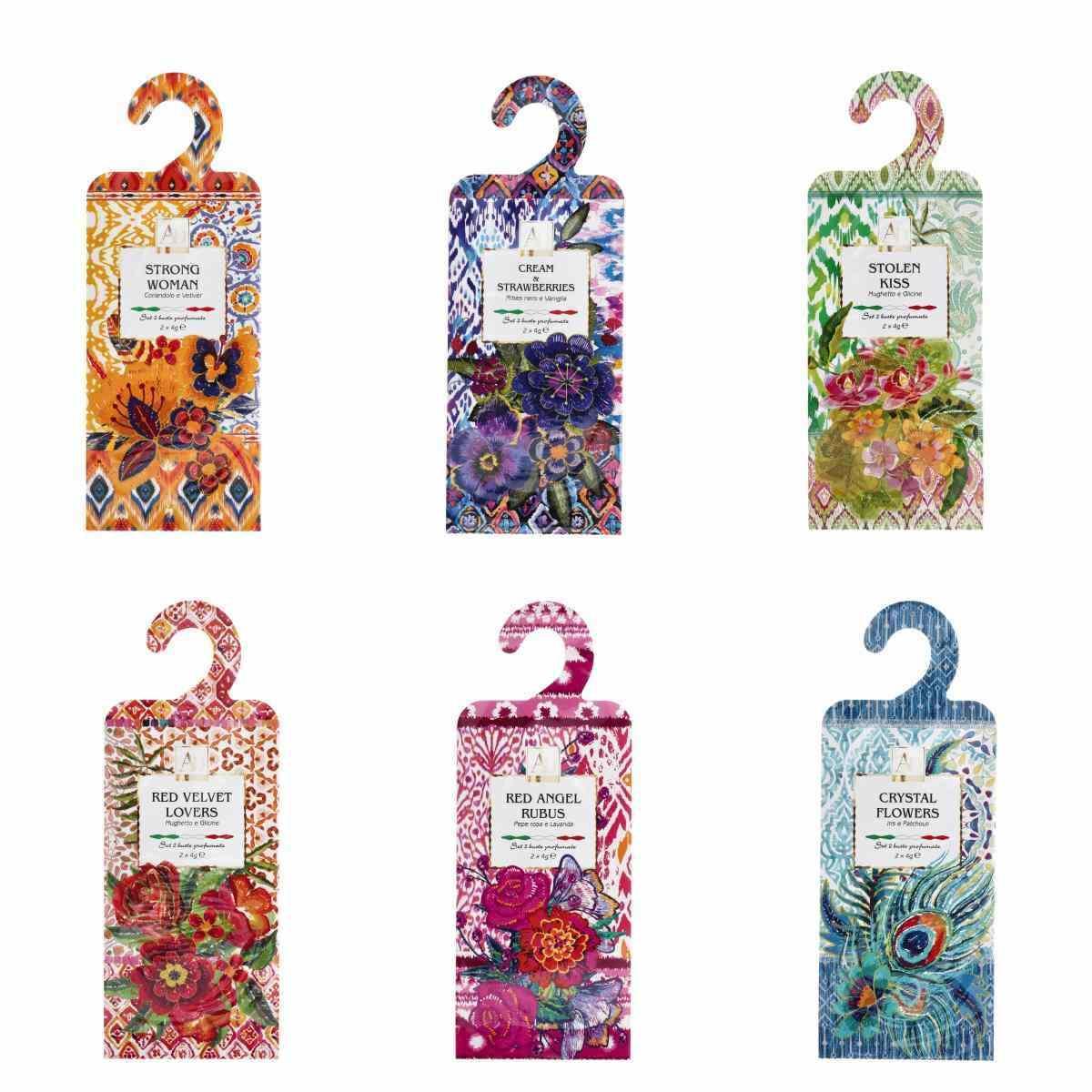 Set 2 buste grandi profumate con gruccia 6 fragranze