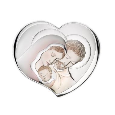 Pannello Sacra Famiglia sagomato colorato 25,5x22,5 cm Valenti