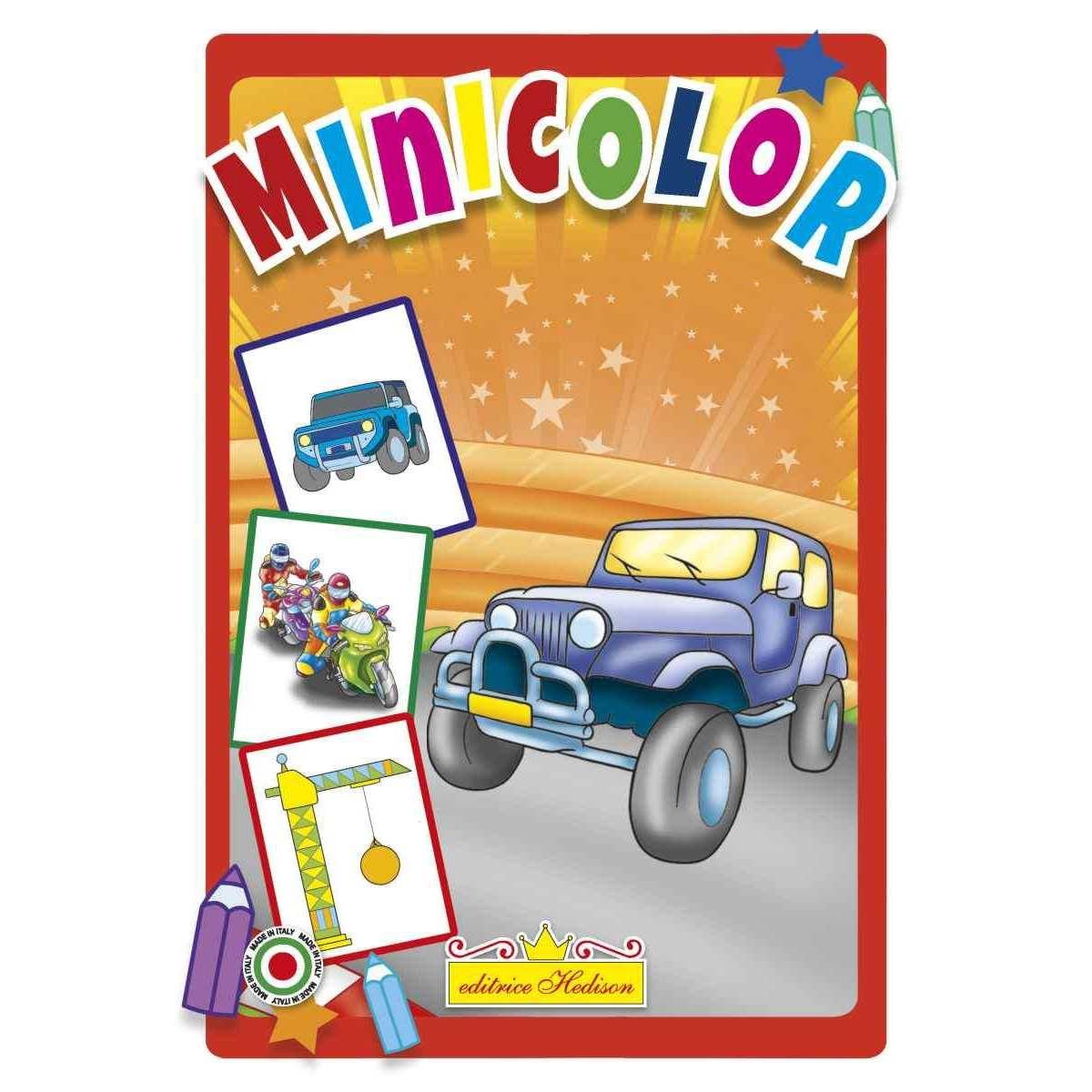 Minicolor 15x21 cm libro da colorare e scrivere mezzi di trasporto